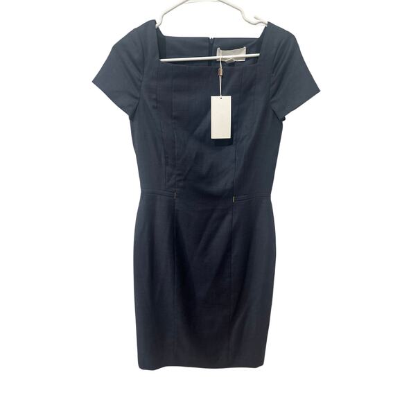 NWT Hugo Boss Dasoni midi dress navy blue size 2 - Picture 1 of 6